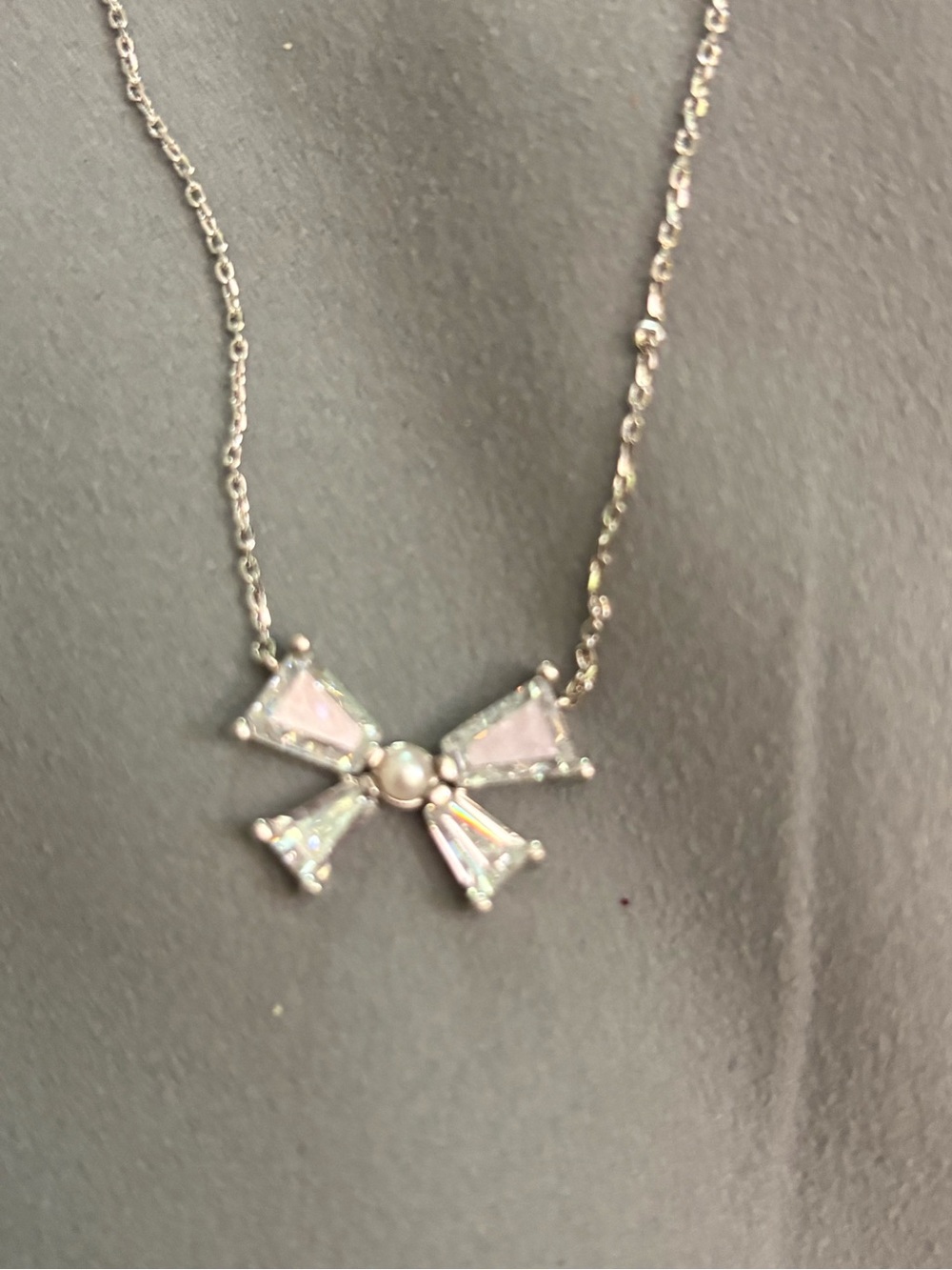 Kendra Scott silver glass Bow Necklace